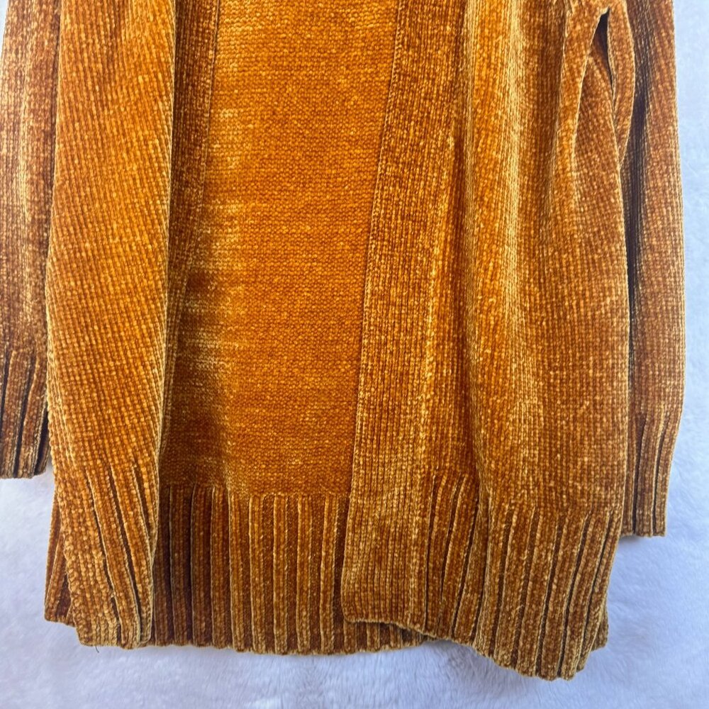 A0006 Loft Gold Mustard Yellow Chenille Long Cardigan XS - Picture 8 of 14